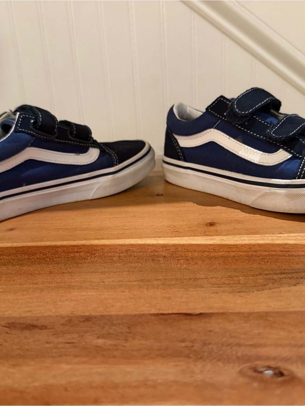 Vans Kids Navy and White Velcro Skate Sneakers
